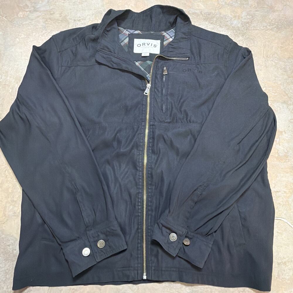 ORVIS MENS FULLZIP BLACK LIGHTWEIGHT JACKET POCKETS SIZE L